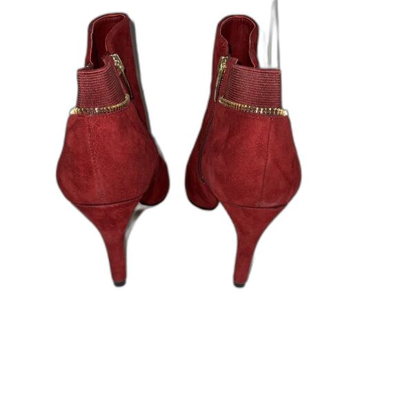 Marc Fisher Zipper Red Suede Peeptoe Booties Size 9.5 - Picture 2 of 7